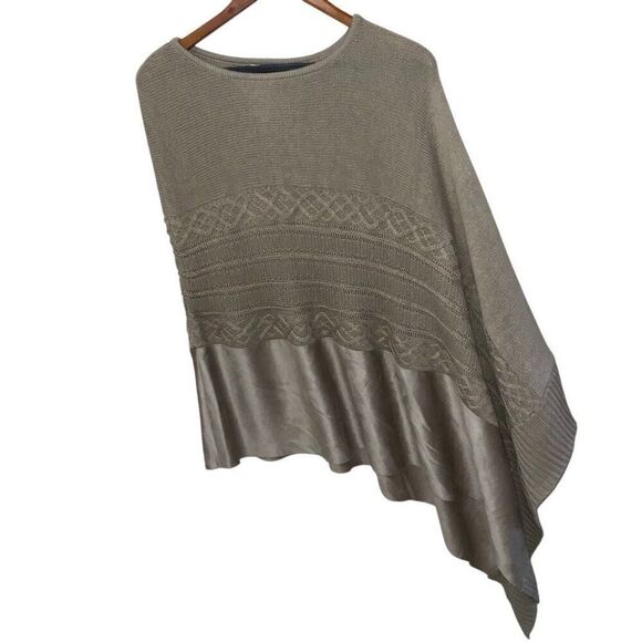 Chico’s Faux Suede Mixed Knit Poncho size L / XL - Picture 2 of 9